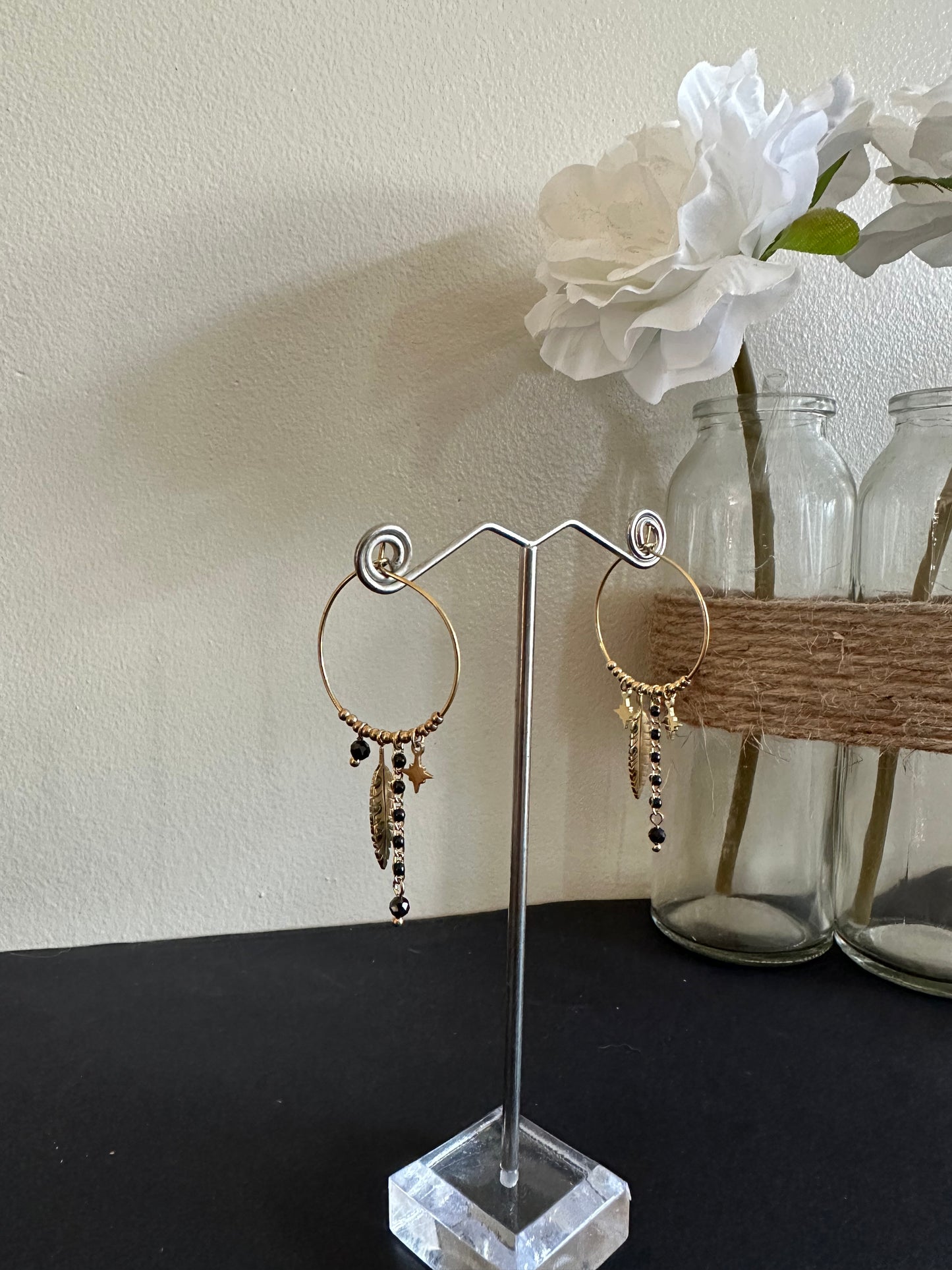 boucles d'oreilles plume